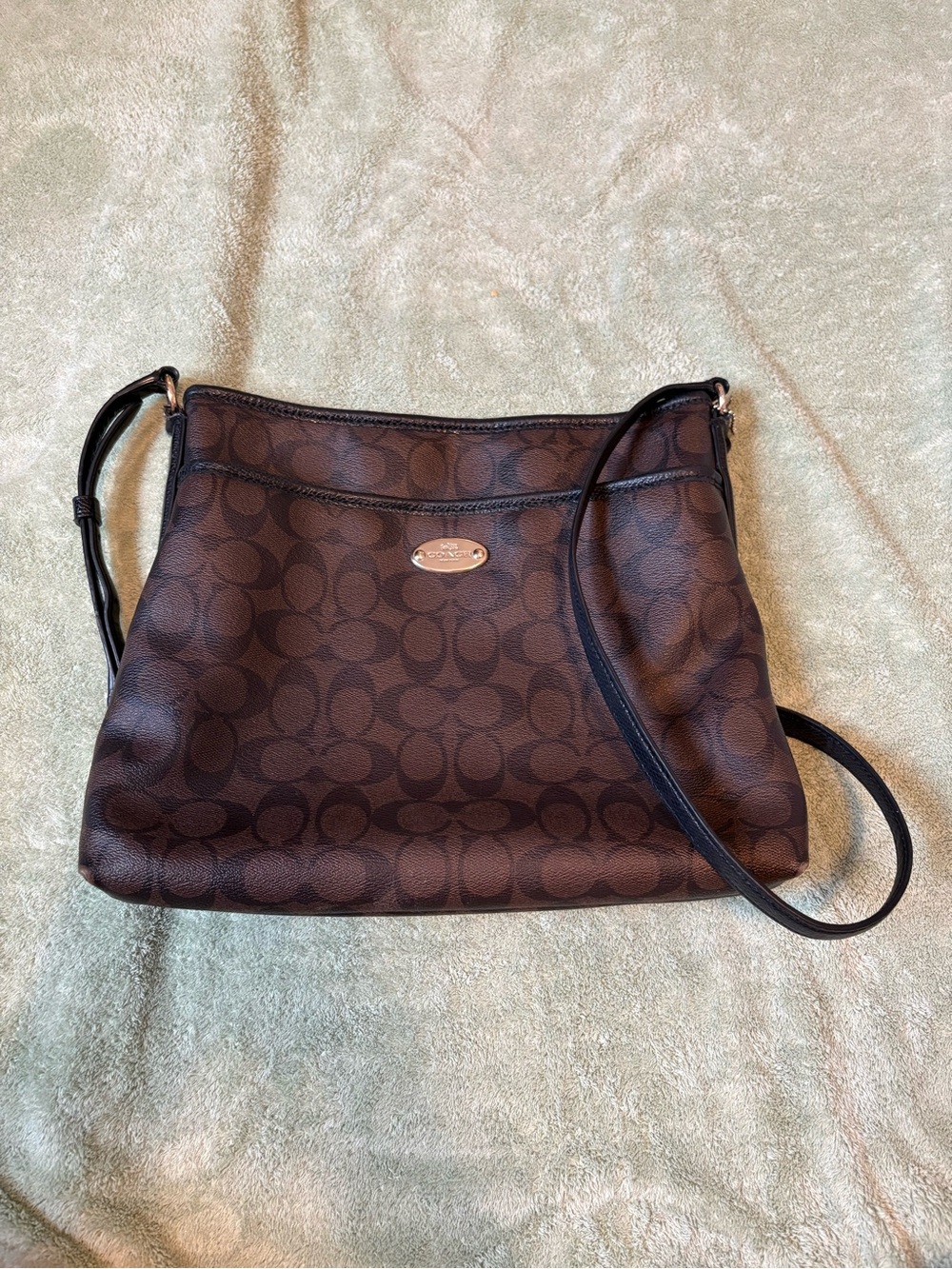 Coach Brown Signature Monogram Crossbody Bag